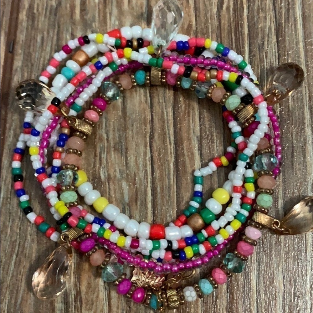 Set of stretch beaded multi colored Bracelets - Picture 3 of 3